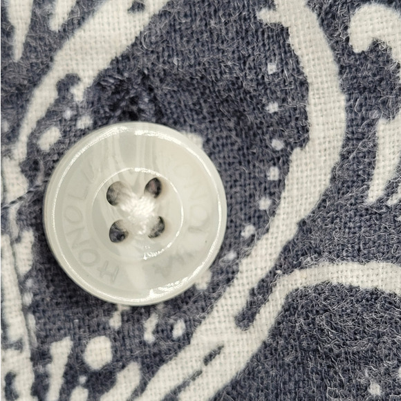 HP Honolua Gray White Floral Linen Short Sleeve Button Up Hawaiian Casual Shirt - Picture 8 of 13